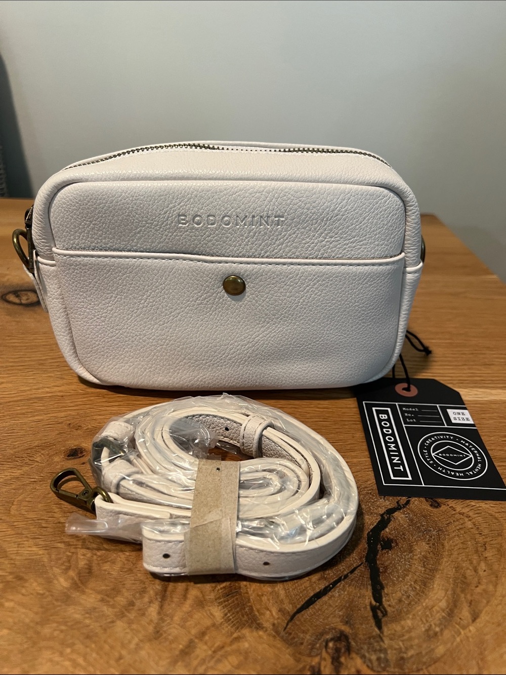 Bodomint The Bowie Pack Ivory Vegan Leather Crossbody Belt Bag NWT